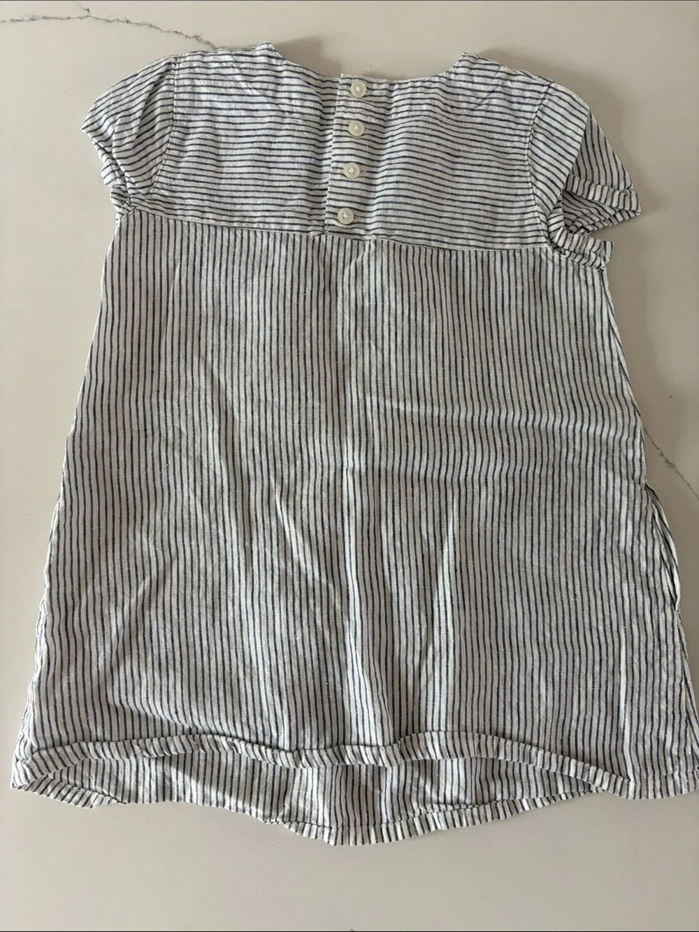 Muji Striped 100% linen Kids dress - Navy & White